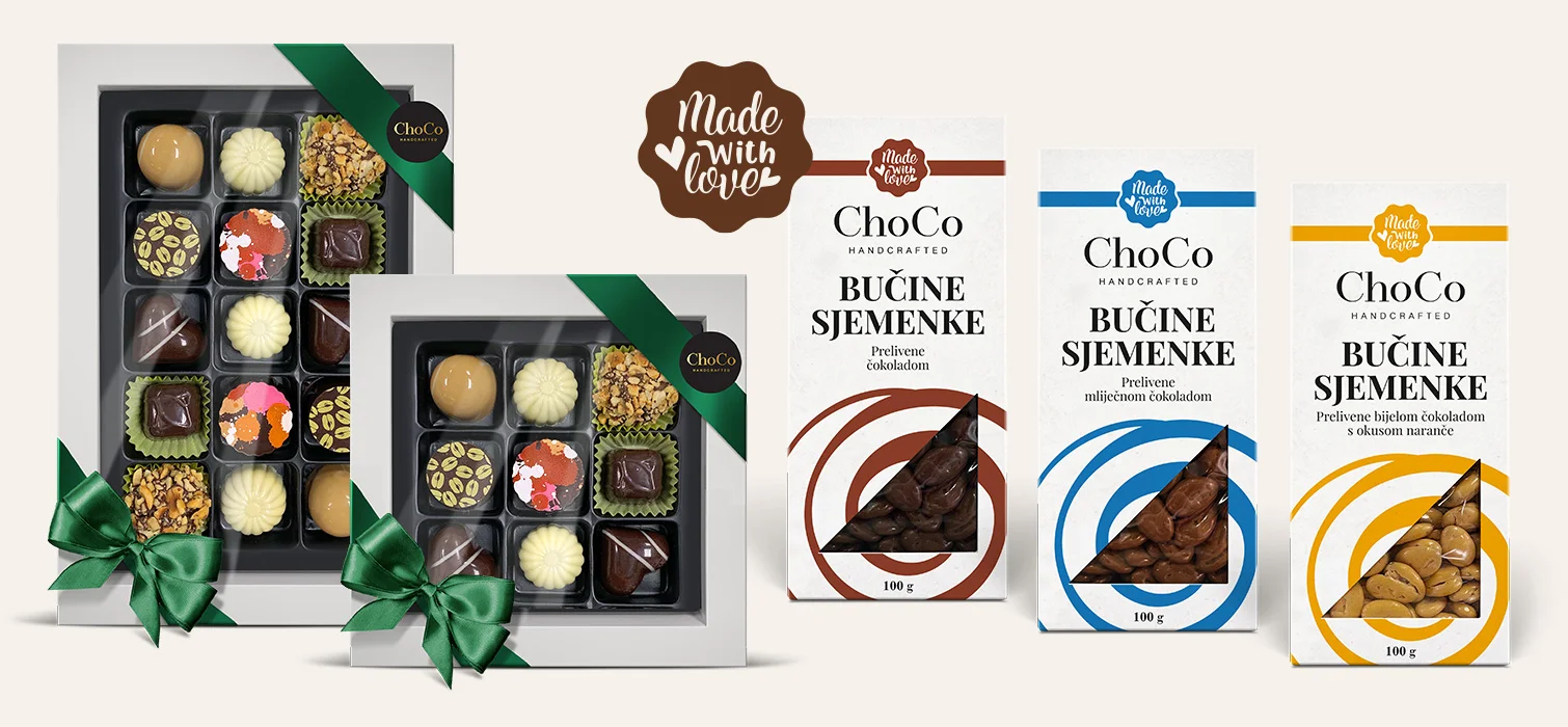ChoCo bombonijere i bučine sjemenke prelivene čokoladom